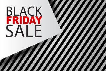 Wall Mural - Black Friday sale banner. Special offer discount. Lettering on striped background. Vector illustration.
