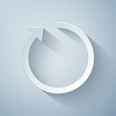 Poster - Paper cut Refresh icon isolated on grey background. Paper art style. Vector Illustration