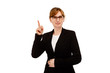 © Jacek Chabraszewski - Woman pointing on white background