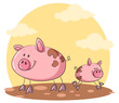 Niedliche Schweine - Vektor-Illustration