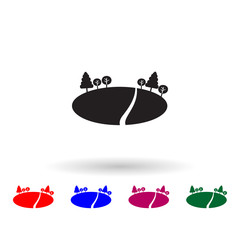 Poster - Forest road multi color icon. Simple glyph, flat vector of landscape icons for ui and ux, website or mobile application