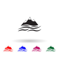 Poster - snowy mountains multi color icon. simple glyph, flat vector of landscape icons for ui and ux, websit