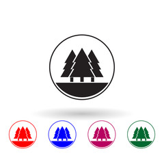 Poster - Trees in a circle multi color icon. Simple glyph, flat vector of landscape icons for ui and ux, website or mobile application