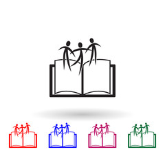 Poster - people on the book multi color icon. simple glyph, flat vector of library icons for ui and ux, websi