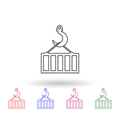 Poster - Crane hook with container multi color icon. Simple thin line, outline vector of logistic icons for ui and ux, website or mobile application