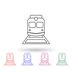 Poster - Train view from the front multi color icon. Simple thin line, outline vector of logistic icons for ui and ux, website or mobile application