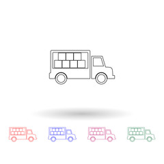 Sticker - Cargo truck multi color icon. Simple thin line, outline vector of logistic icons for ui and ux, website or mobile application