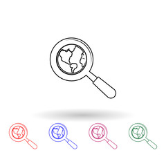 Poster - Global search multi color icon. Simple thin line, outline vector of logistic icons for ui and ux, website or mobile application