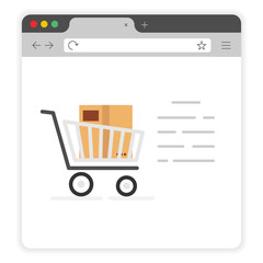 Poster - Online shopping on cell window browser flat icon on a white background. Product Detail. Vector illustration.