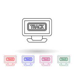 Poster - On the monitor delivery truck multi color icon. Simple thin line, outline vector of logistic icons for ui and ux, website or mobile application