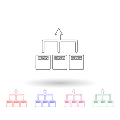 Poster - Arrow delivery of packing box multi color icon. Simple thin line, outline vector of logistic icons for ui and ux, website or mobile application