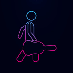 Poster - Man with guitar bag nolan icon. Simple thin line, outline vector of male bag and luggage icons for ui and ux, website or mobile application