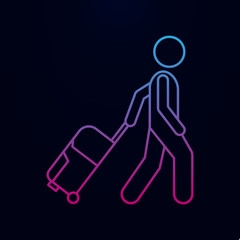 Poster - Man with luggage nolan icon. Simple thin line, outline vector of male bag and luggage icons for ui and ux, website or mobile application