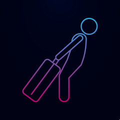 Poster - Man with big luggage nolan icon. Simple thin line, outline vector of male bag and luggage icons for ui and ux, website or mobile application