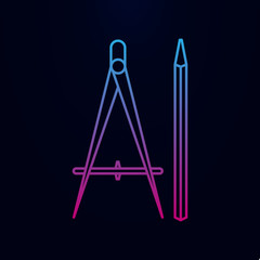 Poster - Compasses and pencil nolan icon. Simple thin line, outline vector of measure icons for ui and ux, website or mobile application