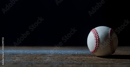 Baseball Ball On Wooden Table. Team sport Canvas Print