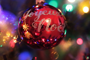 christmas ball on red background