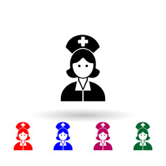 Poster - Nurse female icon. Medicine multi color icon. Simple glyph, flat vector of medecine icons for ui and ux, website or mobile application