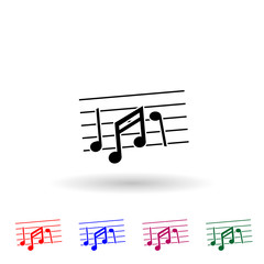 Poster - Music notes multi color icon. Simple glyph, flat vector of music instrument icons for ui and ux, website or mobile application