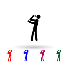 Poster - Singer with microphone multi color icon. Simple glyph, flat vector of music icons for ui and ux, website or mobile application