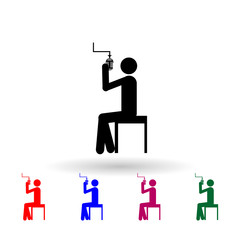Poster - Singer sitting with microphone multi color icon. Simple glyph, flat vector of music icons for ui and ux, website or mobile application