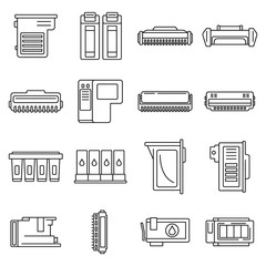 Poster - printer cartridge icons set. outline set of printer cartridge vector icons for web design isolated o