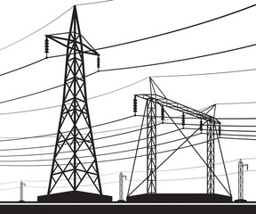 Different electrical transmission lines - vector illustration