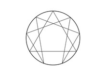 Enneagram Icon, Sacred Geometry, Vector Illustration Isolated On White Background 