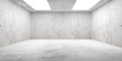 Leinwandbild Motiv Abstract empty, modern concrete room with ceiling lights and rough floor - industrial interior background template, 3D illustration