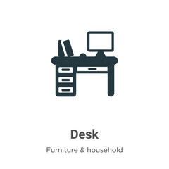 Poster - Desk vector icon on white background. Flat vector desk icon symbol sign from modern furniture collection for mobile concept and web apps design.
