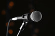 © Pixel-Shot - Microphone on dark background with defocused lights