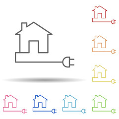 Aufkleber - Eco-house outline in multi color style icon. Simple thin line, outline vector of ecology icons for ui and ux, website or mobile application