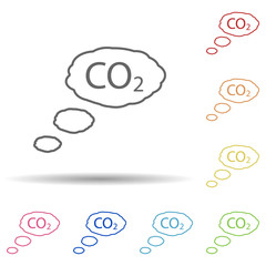 Aufkleber - Carbon dioxide outline in multi color style icon. Simple thin line, outline vector of ecology icons for ui and ux, website or mobile application