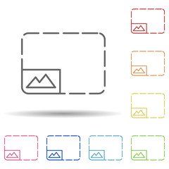 Aufkleber - Photo size sign in multi color style icon. Simple thin line, outline vector of image icons for ui and ux, website or mobile application