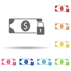 Poster - Dollar lock in multi color style icon. Simple glyph, flat vector of web icons for ui and ux, website or mobile application