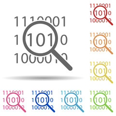 Aufkleber - Digital code under magnifying glass in multi color style icon. Simple glyph, flat vector of web icons for ui and ux, website or mobile application