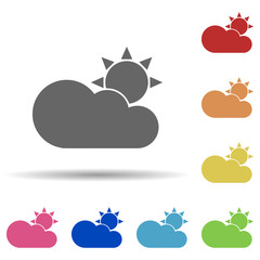 Aufkleber - Sun and cloud in multi color style icon. Simple glyph, flat vector of web icons for ui and ux, website or mobile application