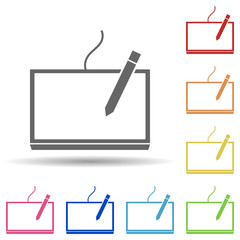 Aufkleber - Tablet with stylus in multi color style icon. Simple glyph, flat vector of web icons for ui and ux, website or mobile application