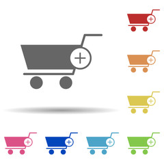 Poster - Add cart in multi color style icon. Simple glyph, flat vector of web icons for ui and ux, website or mobile application