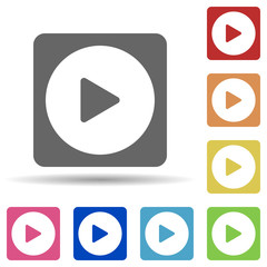 Aufkleber - Play sign in multi color style icon. Simple glyph, flat vector of web icons for ui and ux, website or mobile application