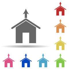 Aufkleber - Garage with arrow in multi color style icon. Simple glyph, flat vector of web icons for ui and ux, website or mobile application