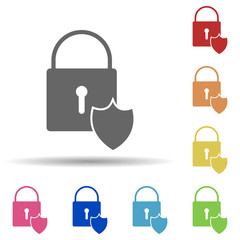 Aufkleber - Lock shield in multi color style icon. Simple glyph, flat vector of web icons for ui and ux, website or mobile application