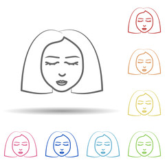Aufkleber - Woman, short hair in multi color style icon. Simple thin line, outline vector of anti age icons for ui and ux, website or mobile application