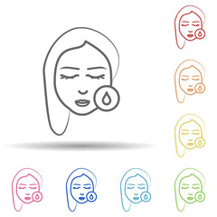 Poster - Woman, make-up, skin in multi color style icon. Simple thin line, outline vector of anti age icons for ui and ux, website or mobile application