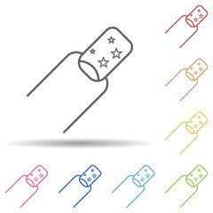 Poster - Nail art, finger in multi color style icon. Simple thin line, outline vector of anti age icons for ui and ux, website or mobile application