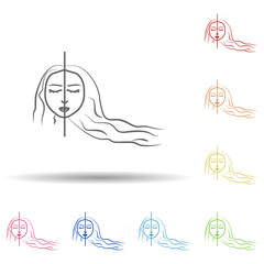 Poster - Hair extension in multi color style icon. Simple thin line, outline vector of anti age icons for ui and ux, website or mobile application