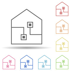 Aufkleber - Smart house in multi color style icon. Simple thin line, outline vector of automation icons for ui and ux, website or mobile application