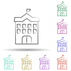 Poster - University, building in multi color style icon. Simple thin line, outline vector of biology icons for ui and ux, website or mobile application