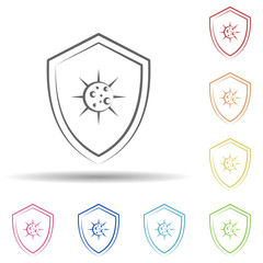 Aufkleber - Bacteria, virus, shield in multi color style icon. Simple thin line, outline vector of biology icons for ui and ux, website or mobile application