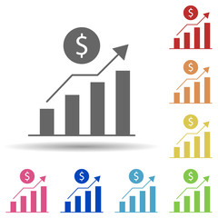 Poster - Chart, dollar, arrow in multi color style icon. Simple glyph, flat vector of business icons for ui and ux, website or mobile application